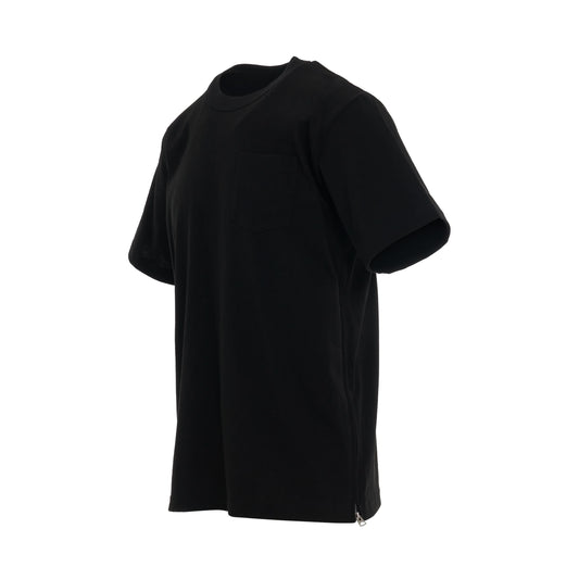 Cotton Side Zip T-Shirt in Black