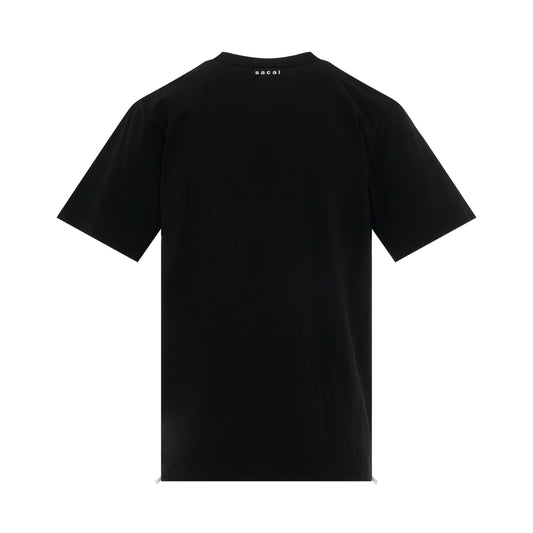 Cotton Side Zip T-Shirt in Black