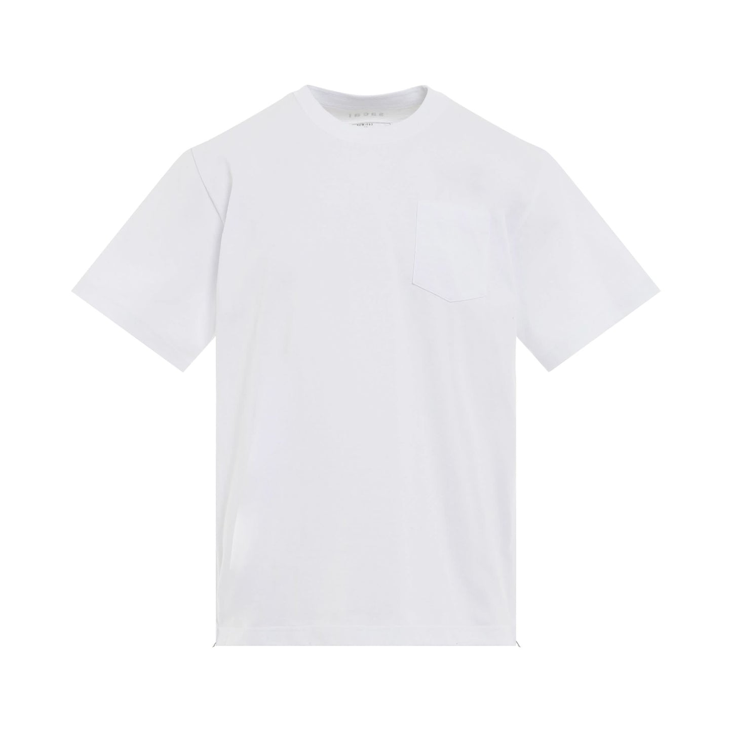 Cotton Side Zip T-Shirt in White