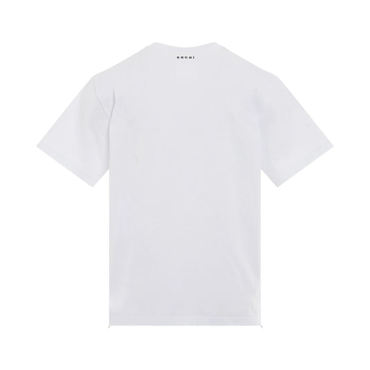 Cotton Side Zip T-Shirt in White