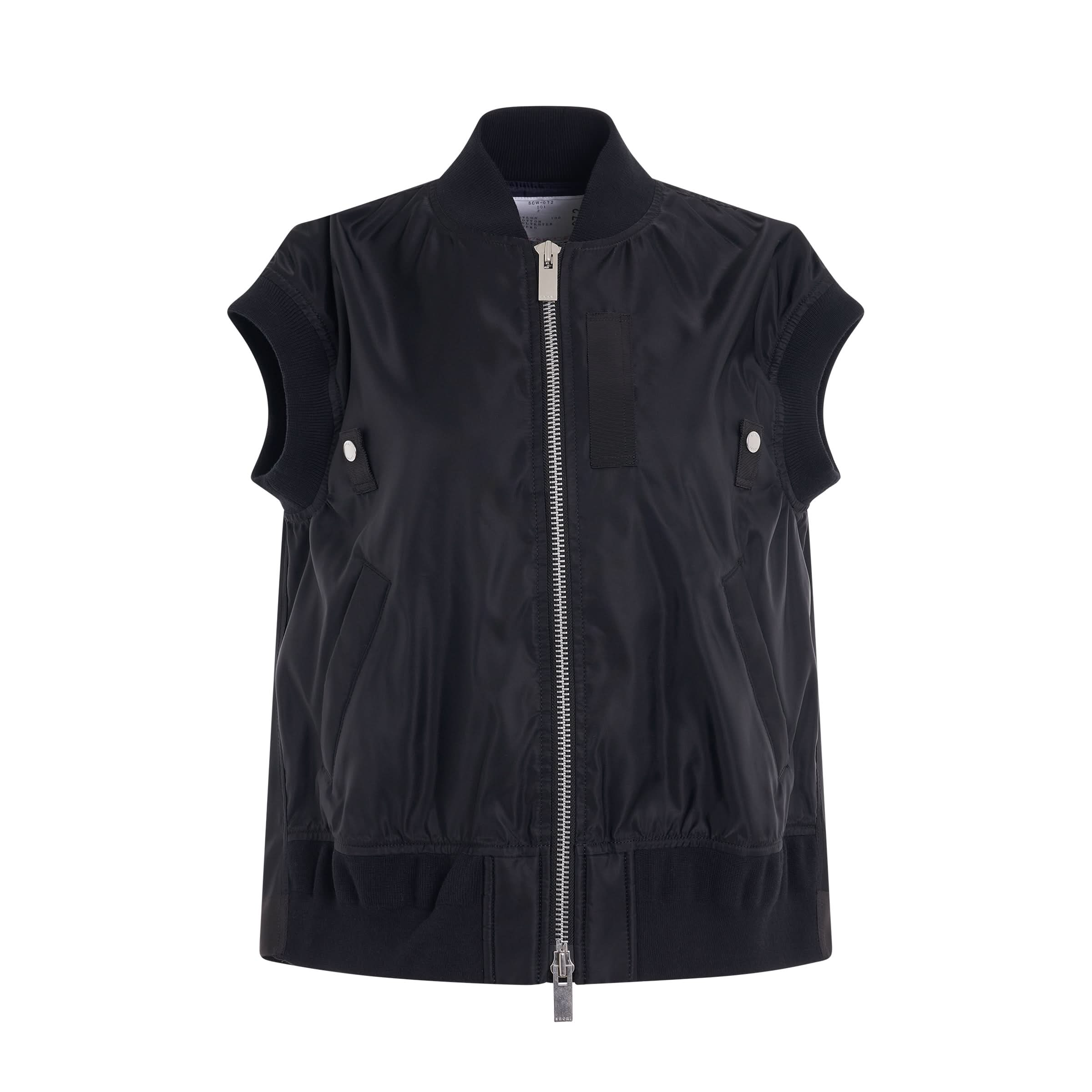 Nylon Twill Vest in Black