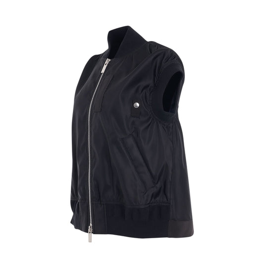 Nylon Twill Vest in Black