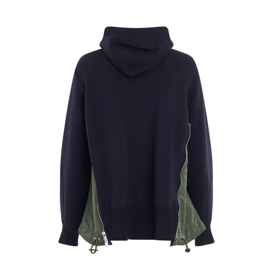 Sponge Sweat 
Nylon Twill Hoodie in Navy