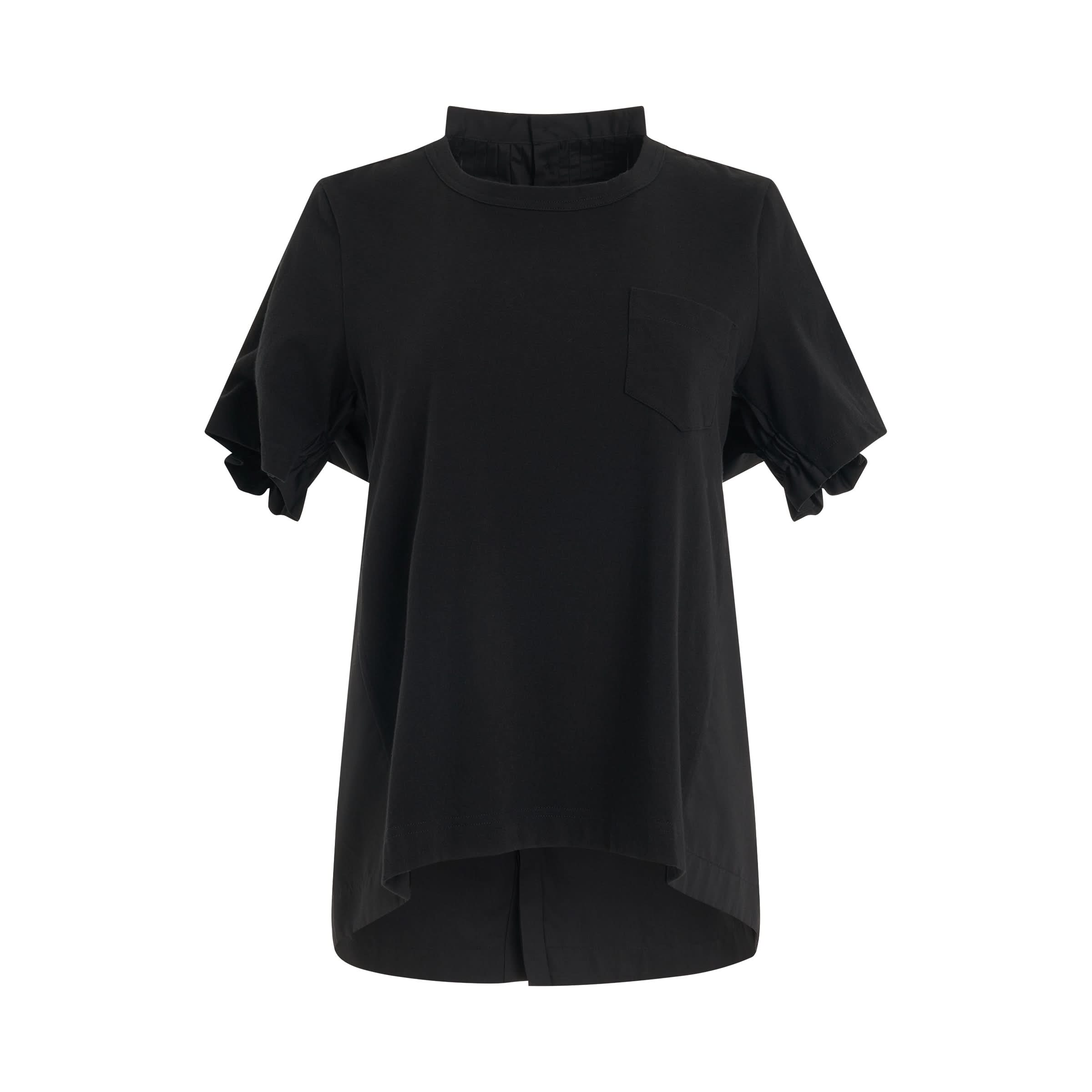 Panelled Cotton T-Shirt in Black