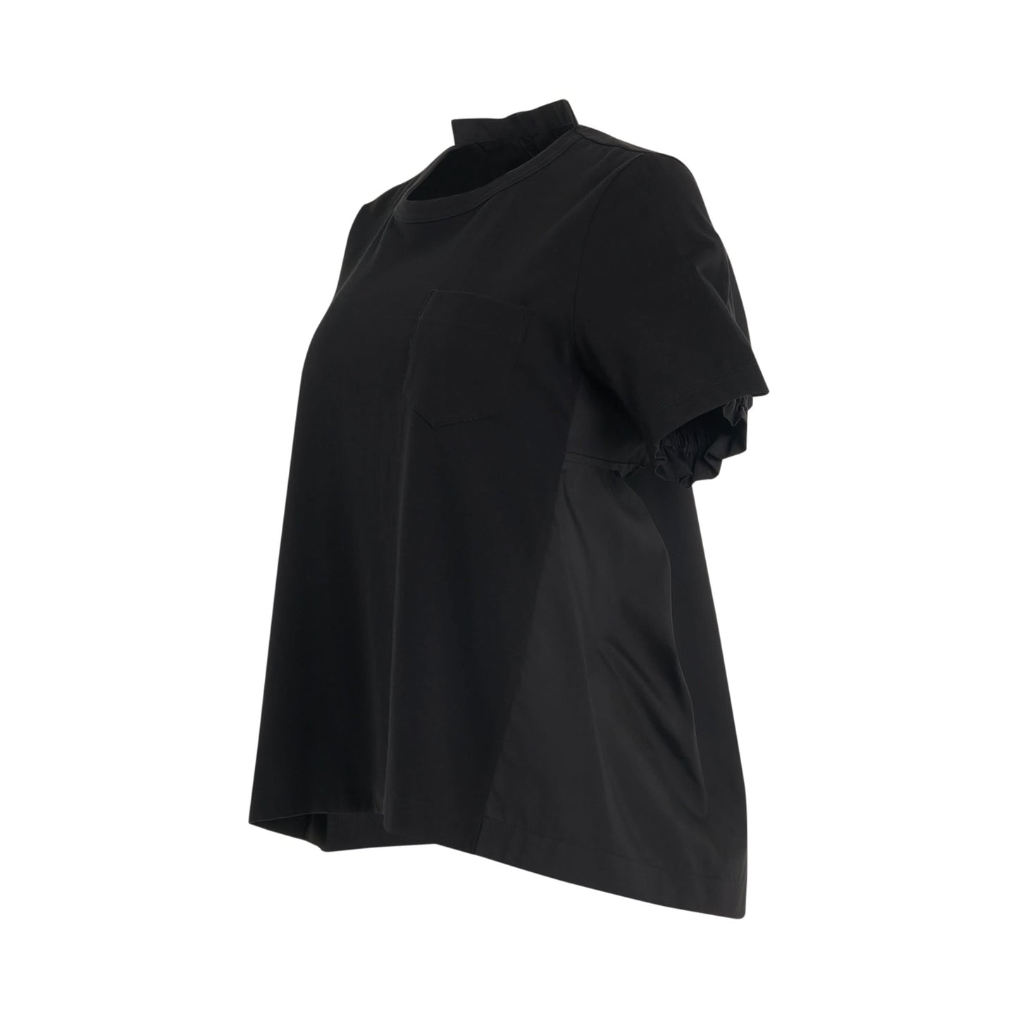 Panelled Cotton T-Shirt in Black