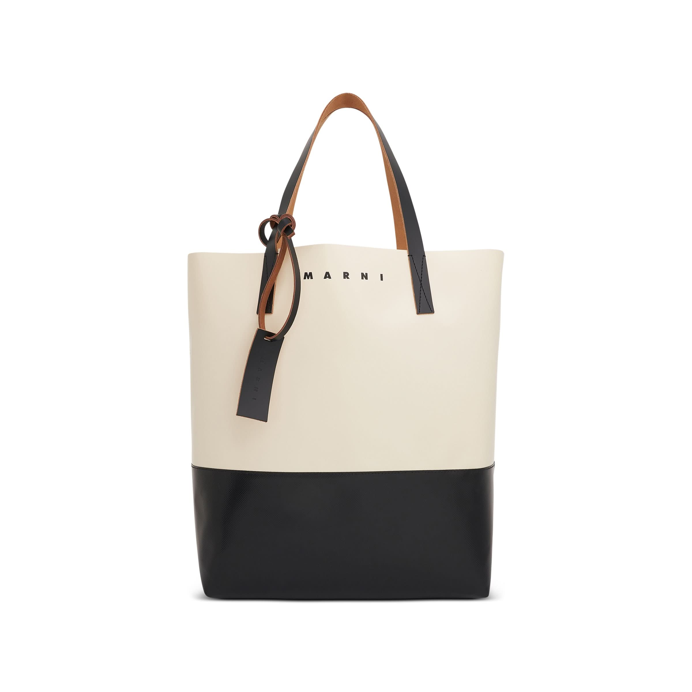 Tribeca Shopping Bag in Silk White/Black