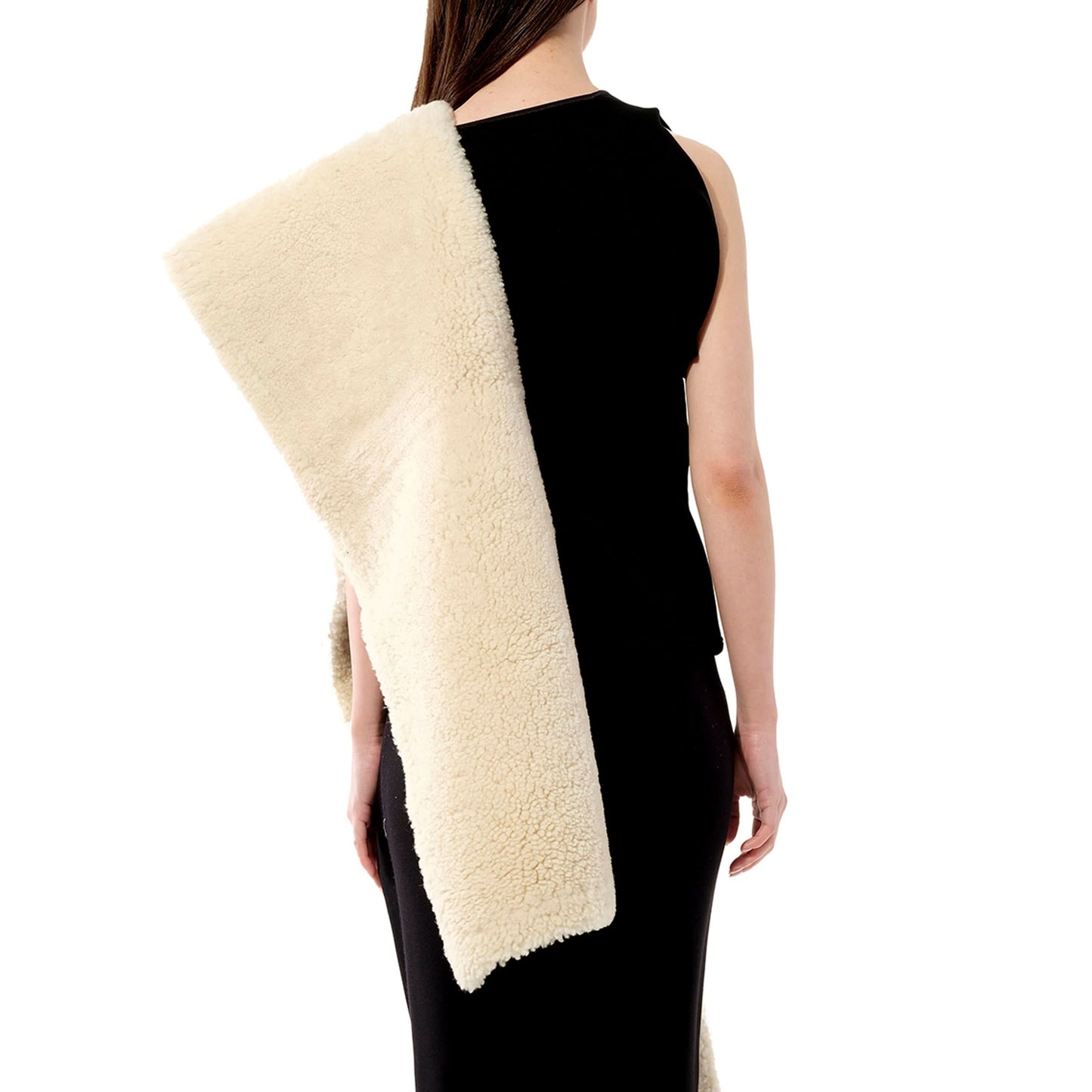 Shearling Scarf in White/Black