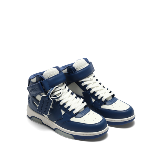 Out of Office Mid Top Leather Sneaker in White/Royal Blue