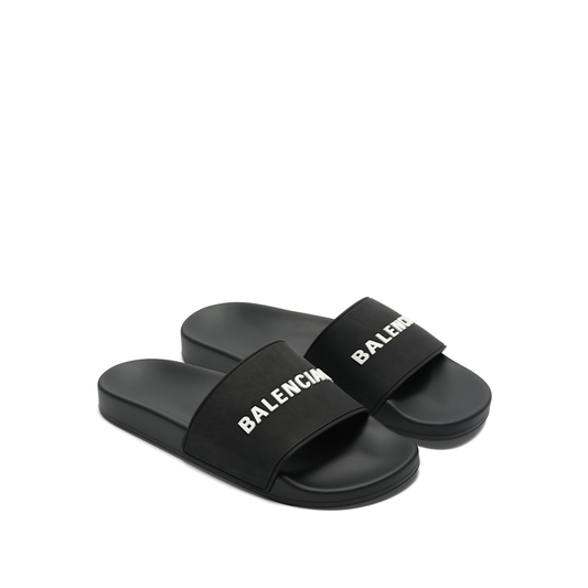 3D Logo Pool Slide Sandal in Black/White