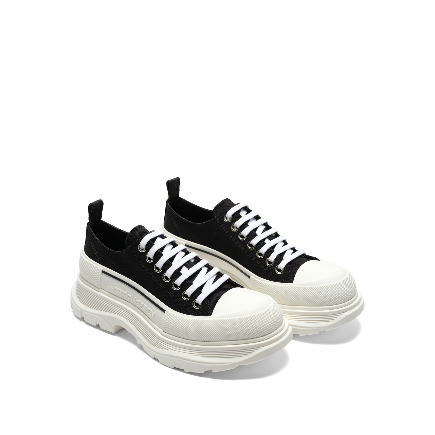 Tread Slick Canvas Lace-Up Shoes in Black/White