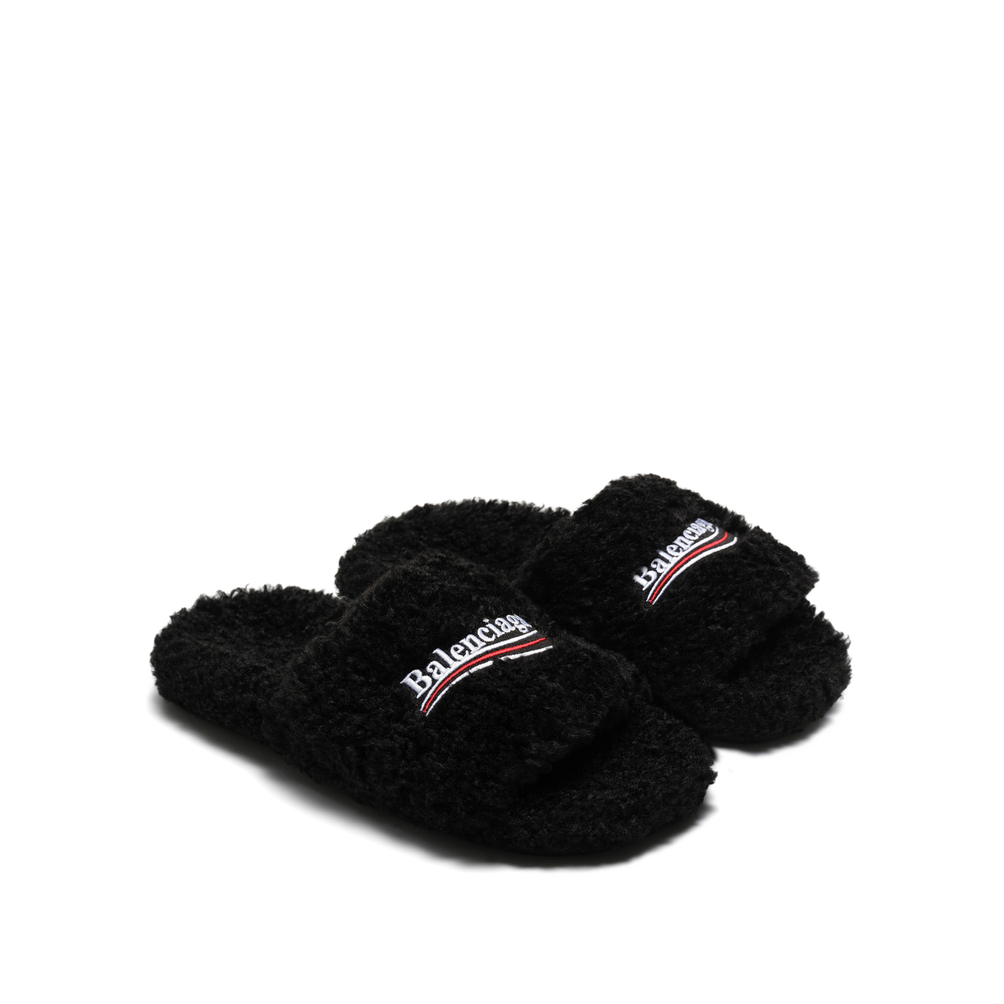 Logo Furry Slide in Black/White