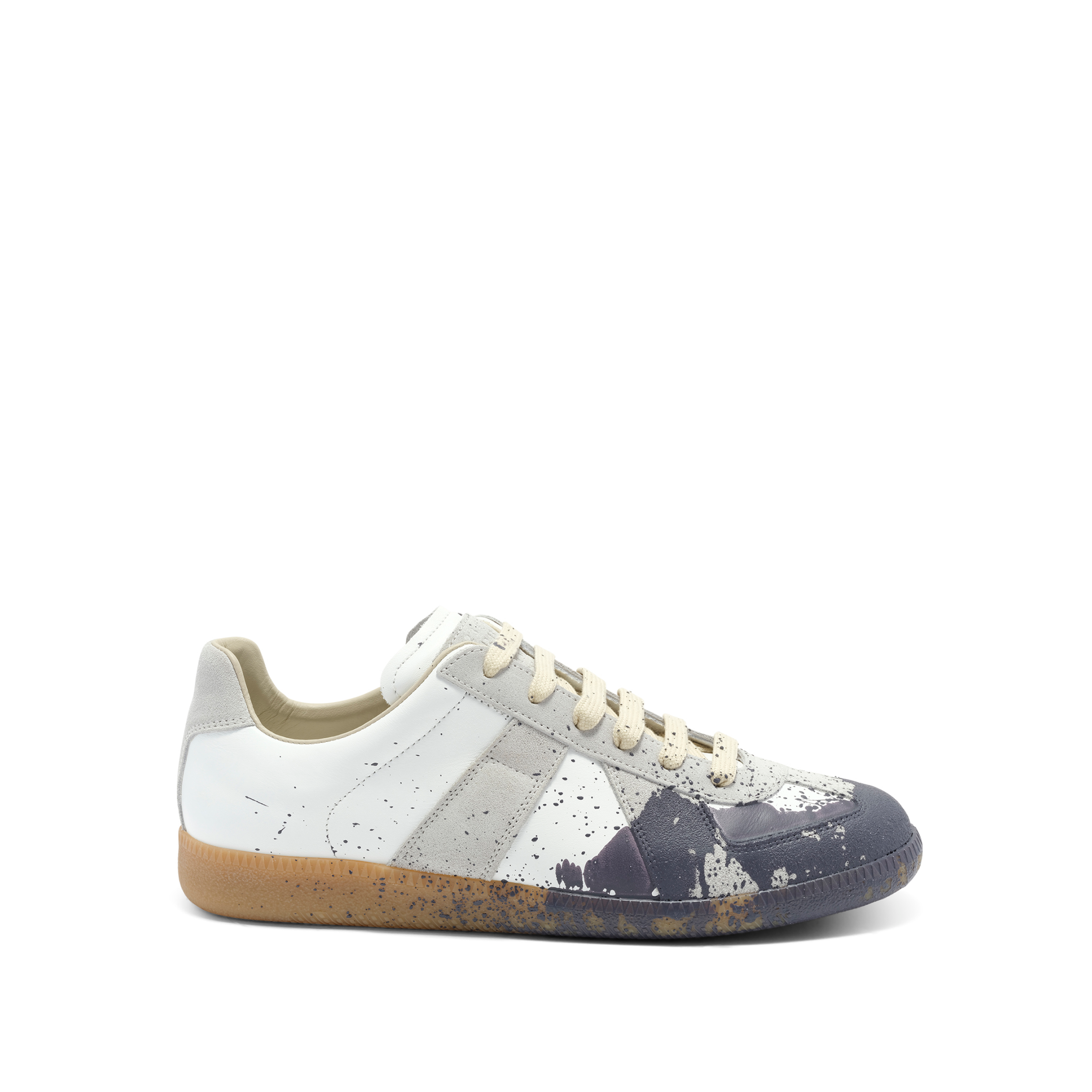 Replica Paint Splatter Sneaker in White/Pewter