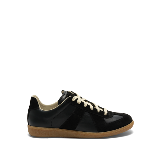 Replica Leather Sneaker in Black