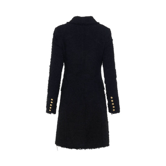 4 Button Tweed Coat in Black