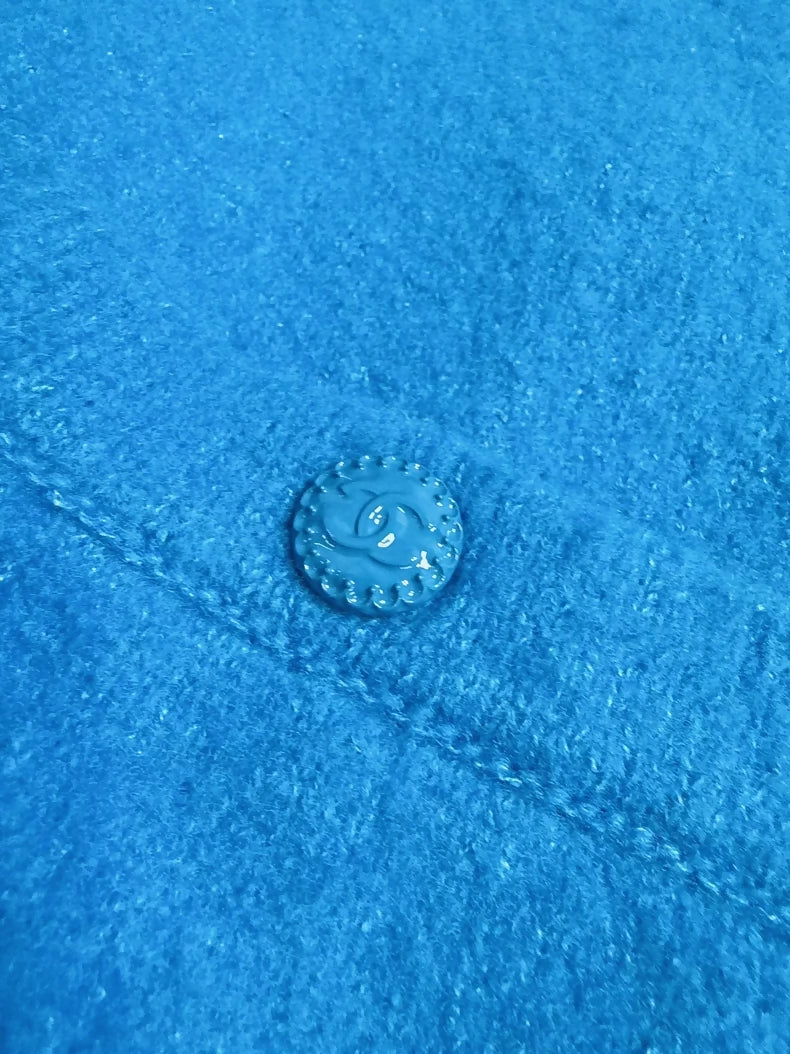 Chanel 22B turquoise blue oversized cashmere cardigan
