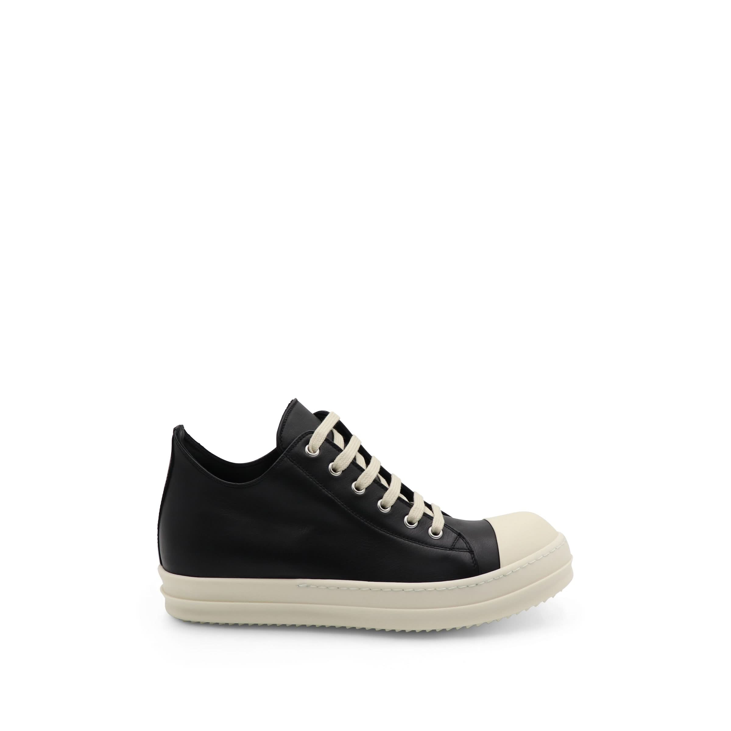 Ramones Leather Low Sneaker in Black