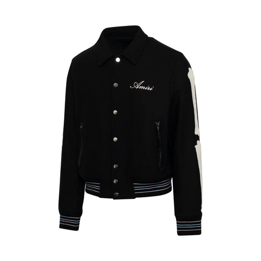 Bones Varsity Jacket in Black