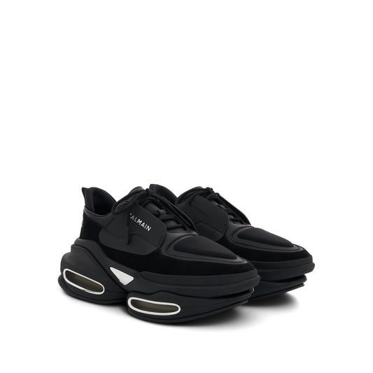 B-Bold Low Puffy Neoprene 
Calfskin Sneaker in Black