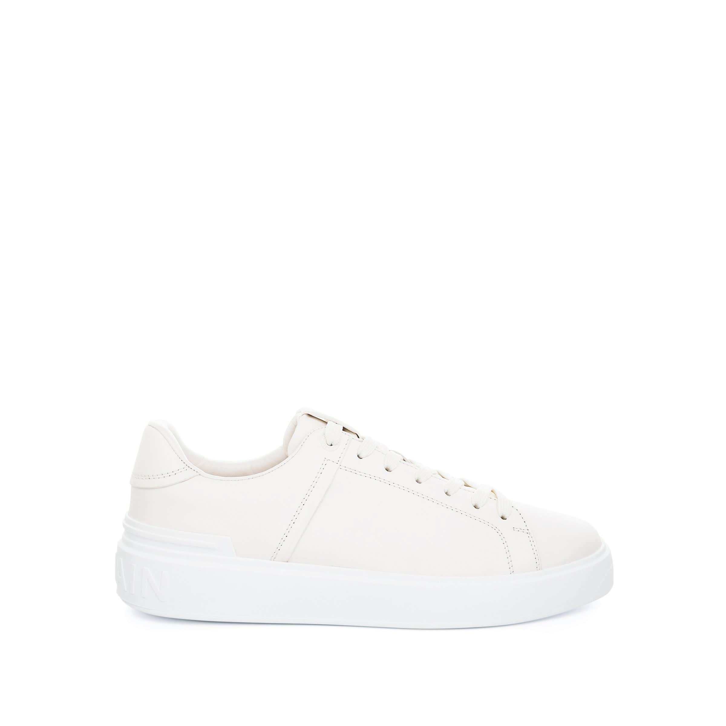 B Court Calfskin Sneaker in White