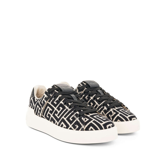 B-Court Monogram Jacquard Sneaker in Ivory/Black