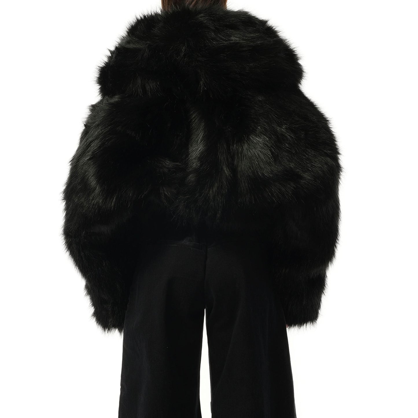 Vicinity Fur Cropped Jacket in Black