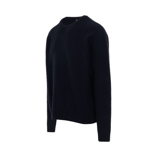 Diagonal Weave Sweater in Navy