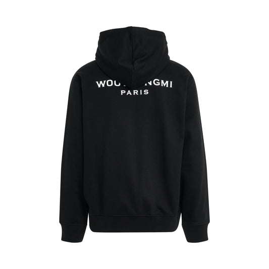 Logo Embroidered Zip Hoodie in Black