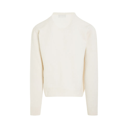 Pocket Logo Knit Cardigan in Ivory