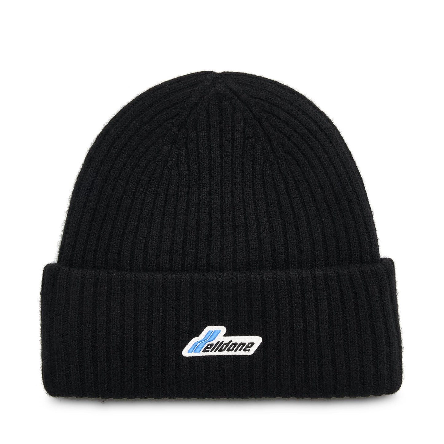 Logo Patched Knit Beanie in Black