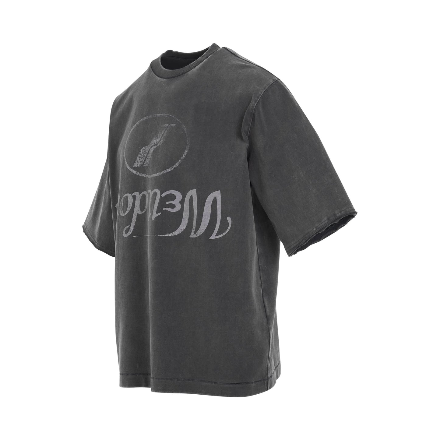 Reversed Logo Washed T-Shirt in Charcoal