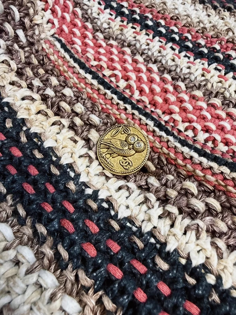 Chanel 18C Brown Striped tweed Dress