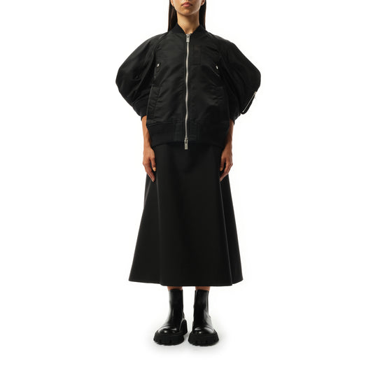 Nylon Twill Quarter Sleeve Blouson in Black