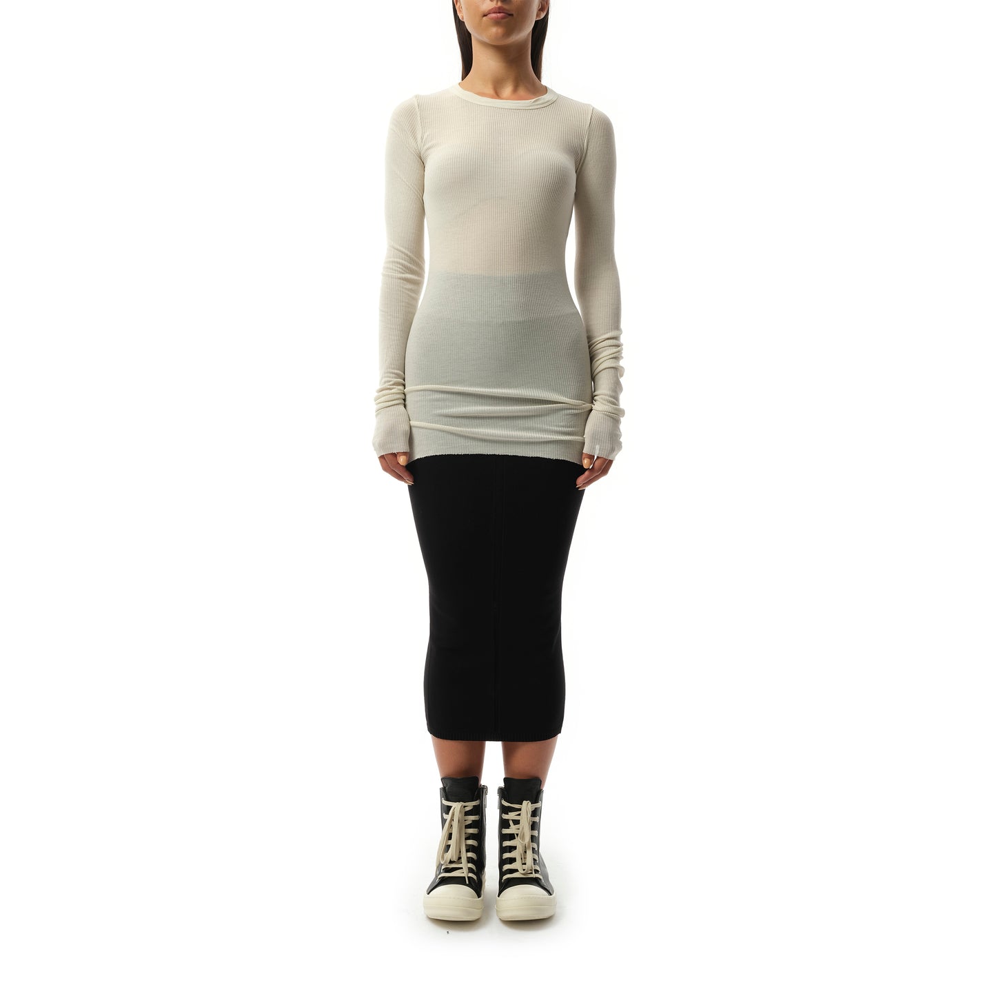 Rib Long Sleeve T-Shirt in Dinge