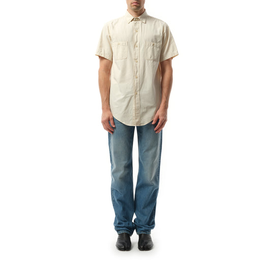 Denim Short Sleeve Shirt in Ecru