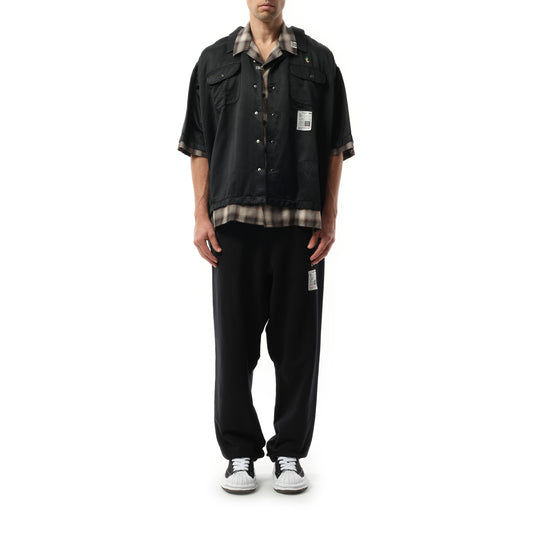 Double Layered S/S Shirt in Black