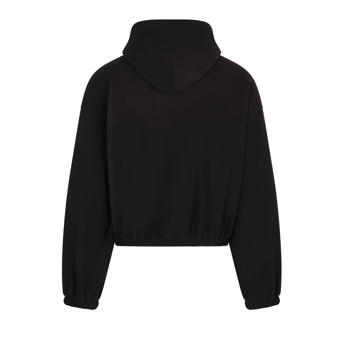 Wave Logo Fleece Zip-Up Hoodie in Black