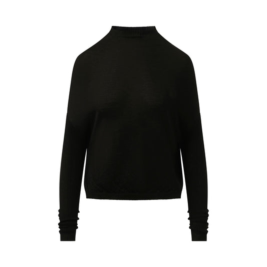 Long Sleeve Crater Knit Sweater in Black