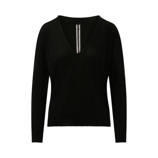 V Neck Pullover in Black