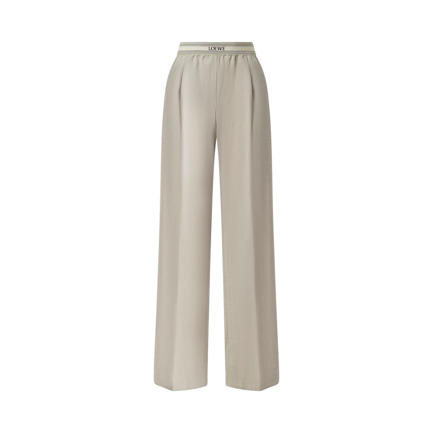 Logo Band Trouser in Light Beige Melange