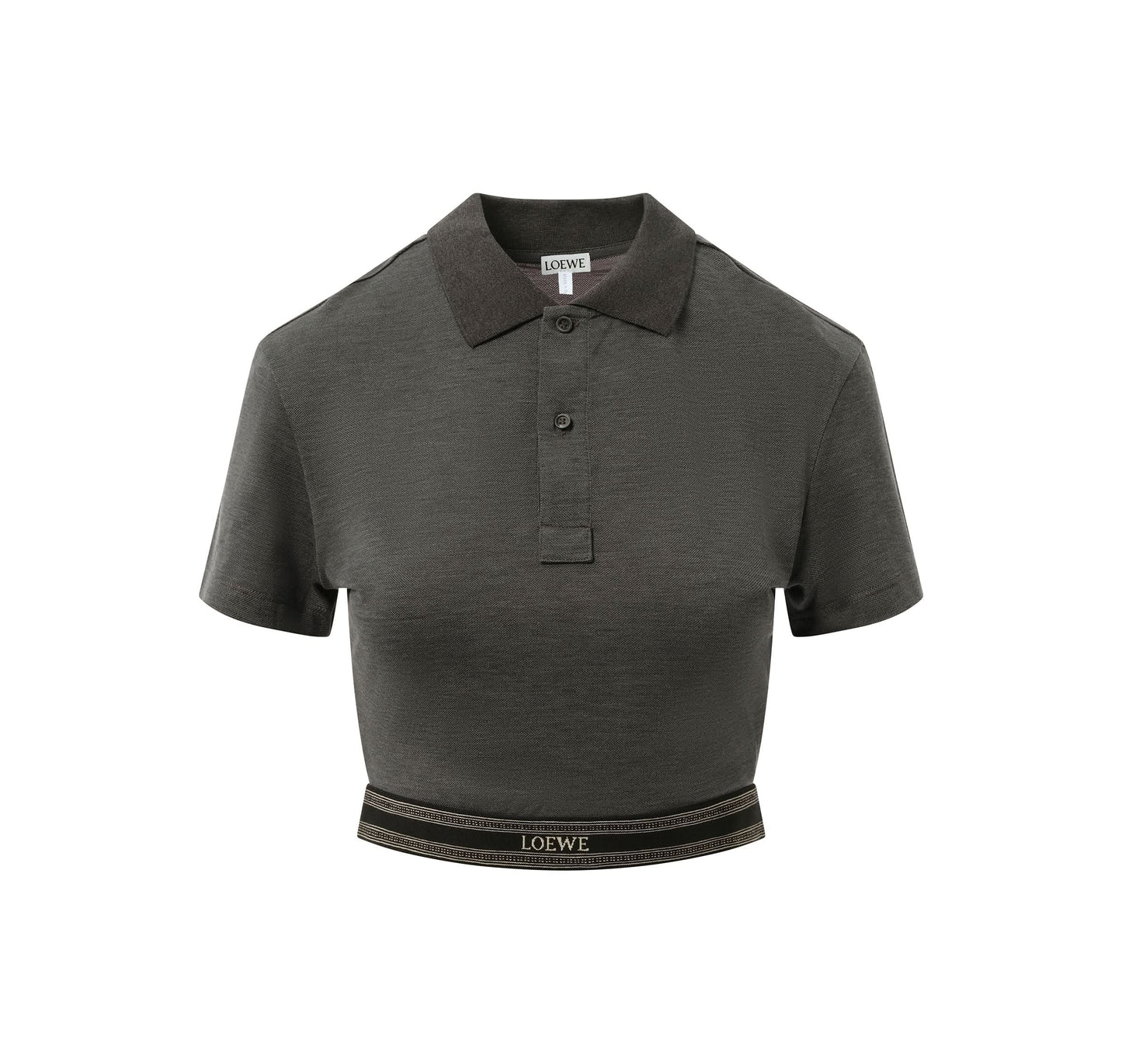 Cropped Polo in Charcoal Melange