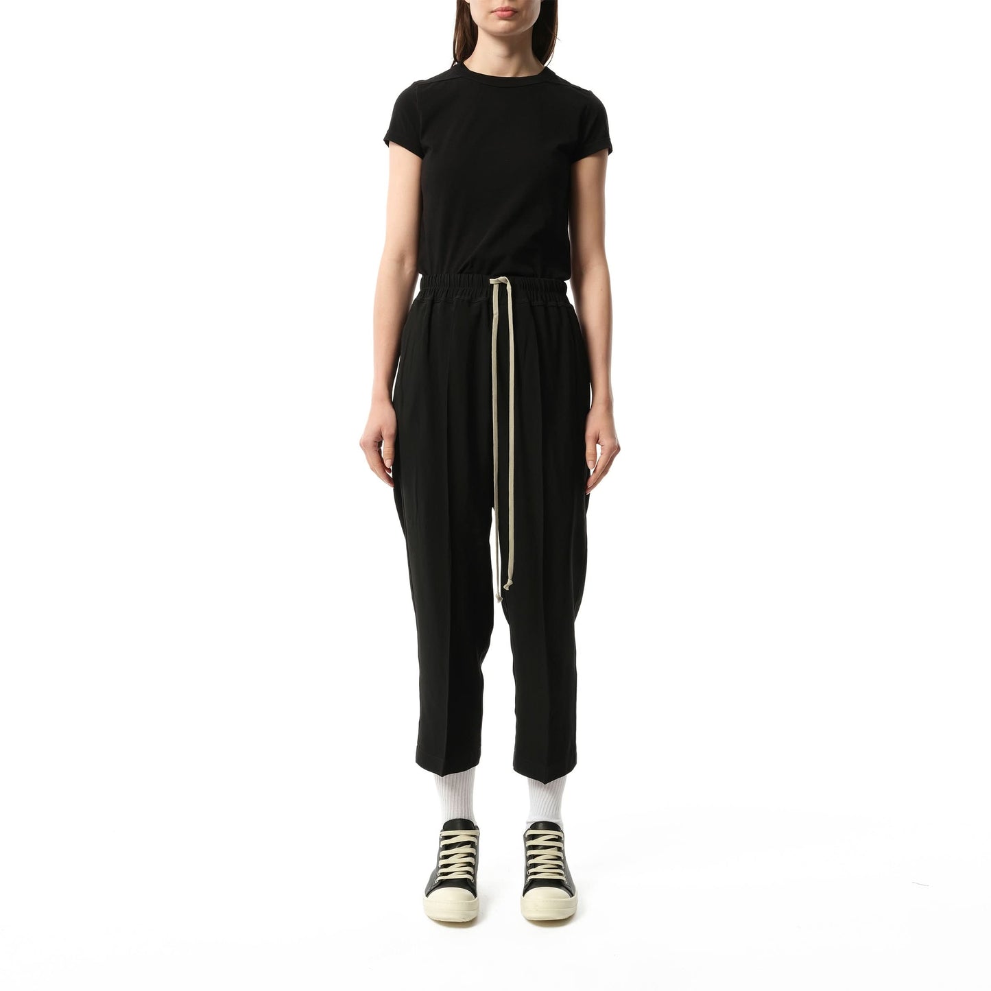 Heavy Cady Cropped Drawstring Astaires Pants in Black