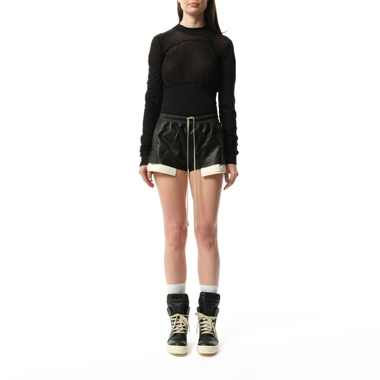 Lamb Leather FOG Boxer Shorts in Black