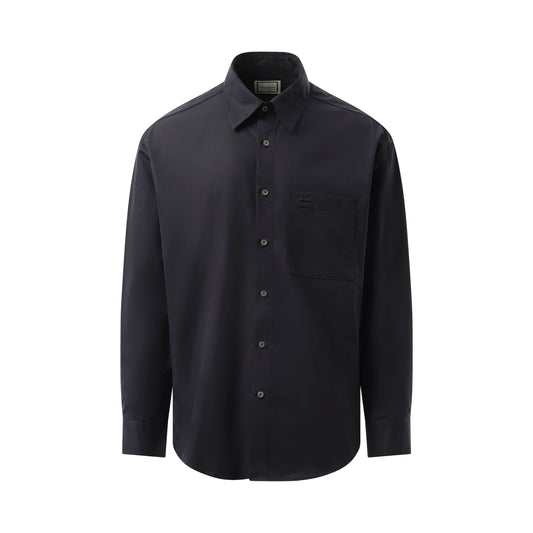 Logo Poplin Shirt in Navy