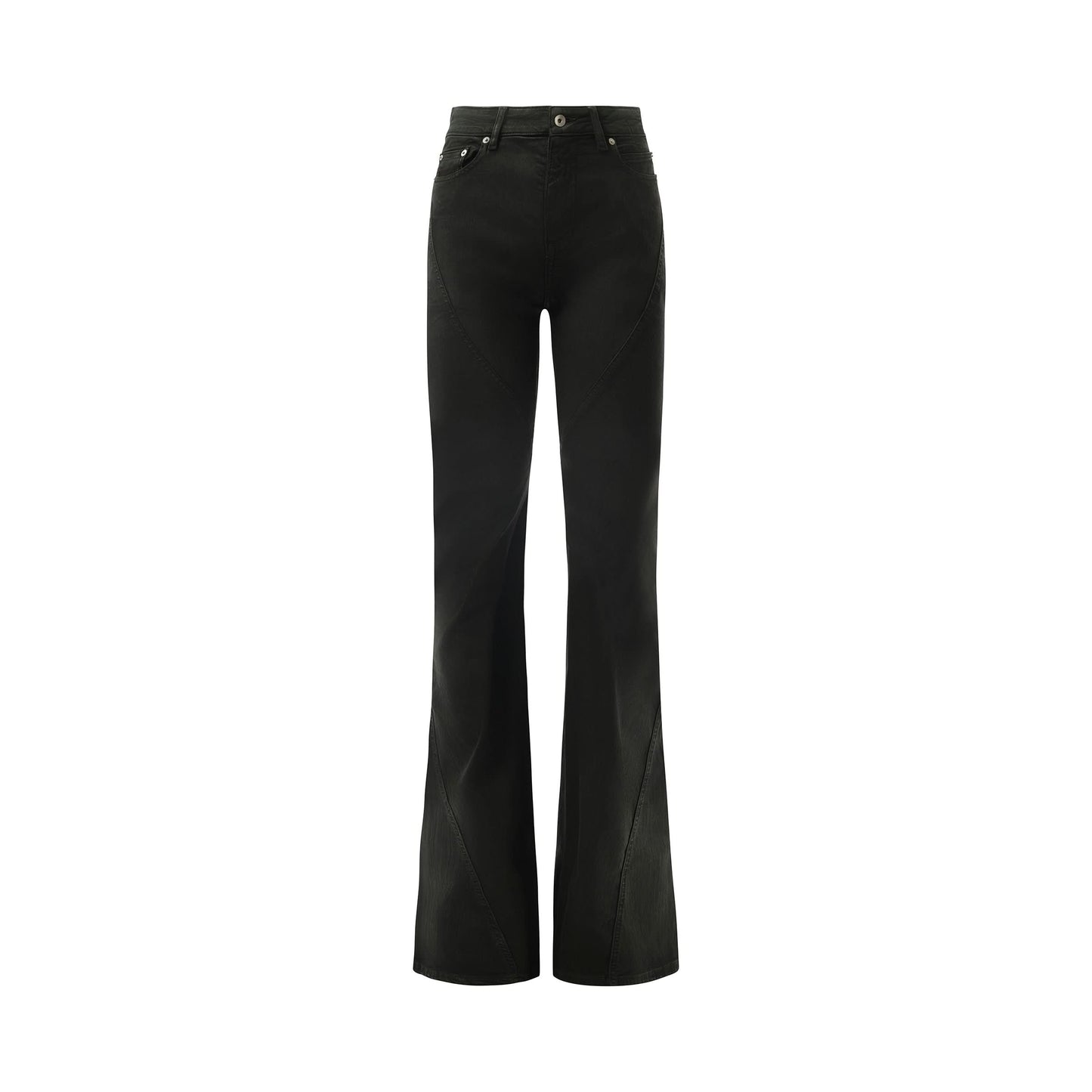 Bias Bootcut Denim Pants in Black Wax