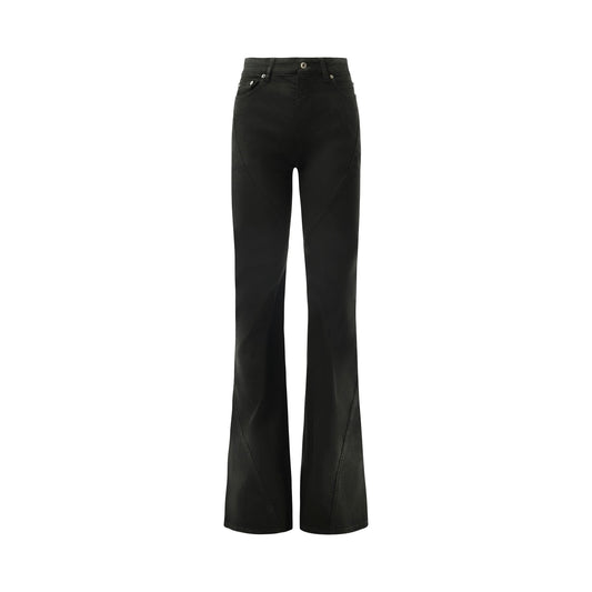 Bias Bootcut Denim Pants in Black Wax