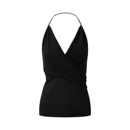 Draped Jersey Top in Black