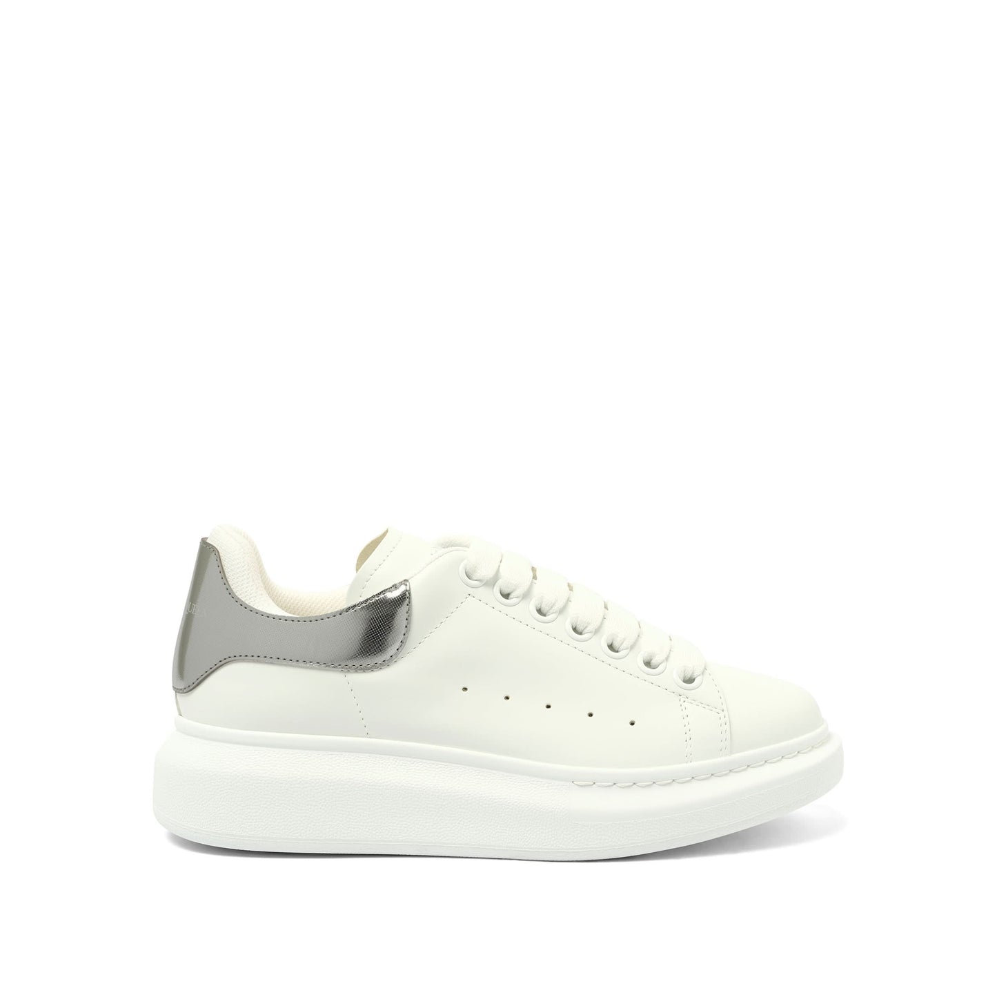 Larry Oversized Heel Sneaker in White/Silver