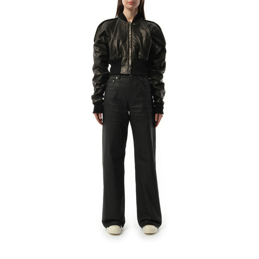 Nappa Lamb Cropped Flight Jacket in Black