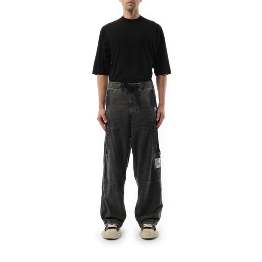 Cotton Satin Cargo Trouser in Black