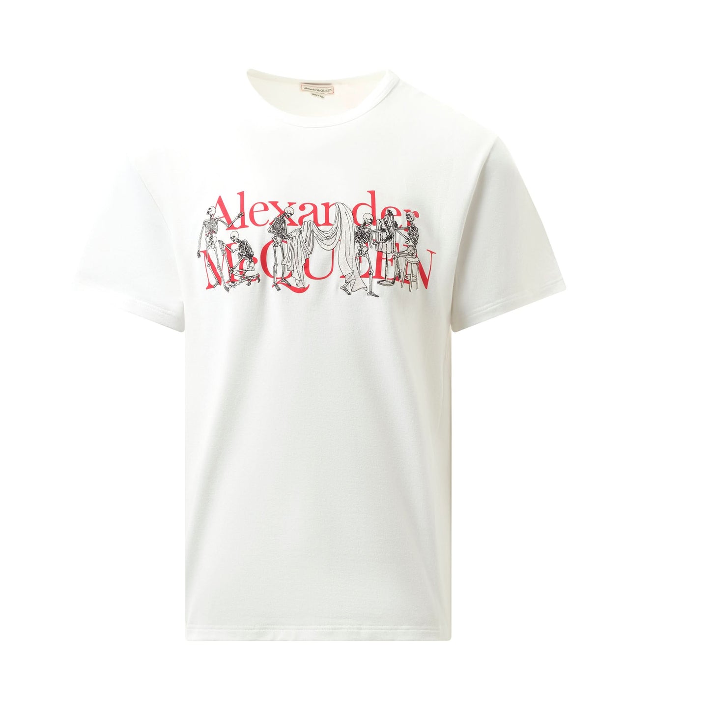 Tailor Skeleton Print T-Shirt in White/Red